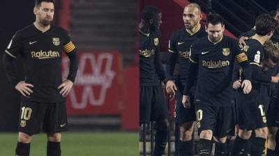 Barcelona y Messi pasaron apuros ante Granada, pero finalmente avanzaron a semifinales de la Copa del Rey gracias al triunfo de 5-3. Te mostramos las fotos de cómo pasó el partido Lionel Messi. Fotos AFP y EFE.