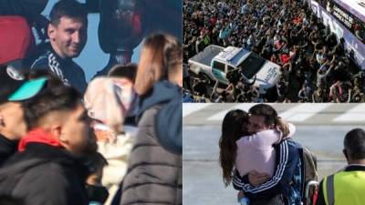 La Albiceleste de Lionel Messi llegó a Argentina portando la Copa América que ganó en una noche épica el sábado en el mítico Maracaná ante Brasil, su rival histórico. 'La Pulga' fue recibido por su amada Antonela Roccuzzo. Fotos AFP y EFE.