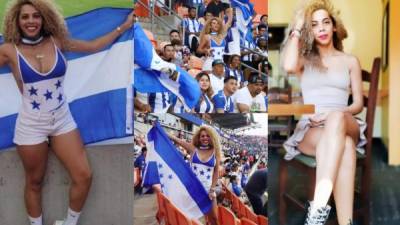 Ella es Sandy Ortiz, una joven hondureña que ha deslumbrado por su belleza en lo que va de la Copa Oro 2021. Fotos Facebook e Instagram Sandy Ortiz.