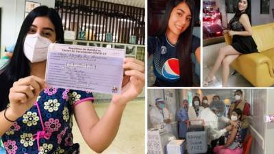 La bella María Alejandra Ruiz, novia del defensa uruguayo Mathías Techera del Marathón, se convirtió en la primera vacunada contra el COVID-19 en el Hospital Escuela Universitario de Tegucigalpa, la semana pasada.