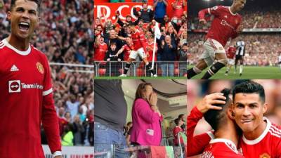 Cristiano Ronaldo tuvo un regreso de ensueño al fútbol de Inglaterra ya que se lució en la goleada del Manchester United sobre el Newcastle. La madre del astro portugués no pudo contener la emoción. Fotos AFP, EFE y Manchester United Twitter.