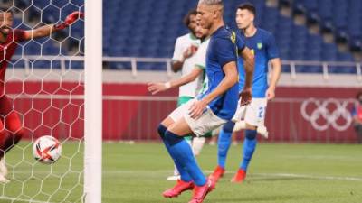 Richarlison ha marcado cinco goles tras tres partidos en Tokio 2020. Foto AFP.