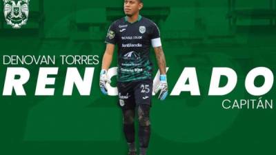 El Club Deportivo Marathón anunció la renovación de su capitán y portero titular, Denovan Torres. Foto Facebook Marathón-