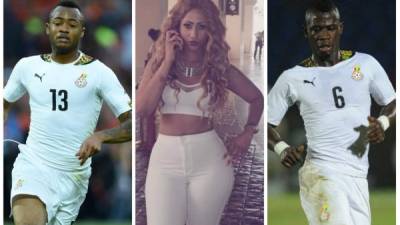 Jordan Ayew (izquierda) mantuvo relaciones por cuatro años con Amanda Owusu, esposa de Afriyie Acquah (derecha).