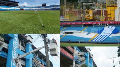 El estadio Olímpico de San Pedro Sula será el escenario deportivo en donde Honduras se enfrentará a Estados Unidos por la tercera jornada de la octagonal. Previo al vital duelo, las autoridades municipales afinan detalles para que el recinto luzca impecable. Fotos Amilcar Izaguirre.