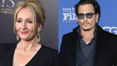 La escritora J.K. Rowling y el actor Johnny Depp.