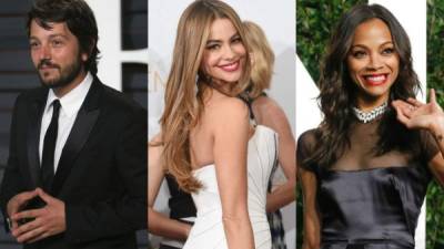 Los actores Diego Luna, Sofía Vergara y Zoe Saldaña.