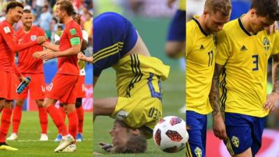 Con dos testarazos, Inglaterra venció a Suecia 2-0 este sábado y avanzó a las semifinales del Mundial de Rusia. Tras el pitazo final, los ingleses festejaron a lo grande y tuvieron un gran gesto con los suecos que estaban destrozados. FOTOS AFP Y EFE