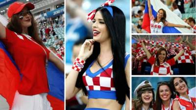 Las hermosas aficionadas de Rusia y Croacia que animan el último partido de cuartos de final del Mundial 2018 en el estadio Olímpico de Sochi.