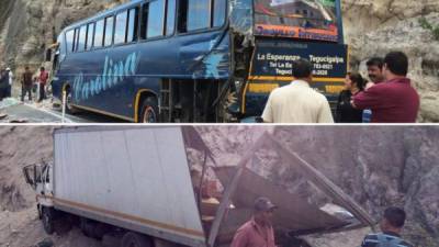 El camión impactó contra el bus interurbano que se dirigia hacia Tegucigalpa.