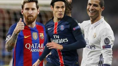 Messi, Cavani y Cristiano Ronaldo luchan por ser el Pichichi de la Champions League.