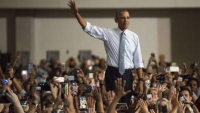 El presidente Barack Obama en campaña por Hillary Clinton en Capital University, en Columbus, Ohio. Foto: AFP/Ty Wright