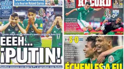 La prensa mexicana destaca en sus portadas la goleada que le dio México (3-0) a Honduras en el estadio Azteca.