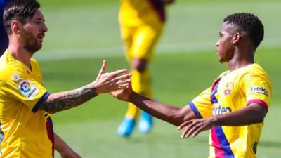 Lionel Messi y Ansu Fati fueron figuras en la goleada del Barcelona ante Alavés. Foto Barcelona.