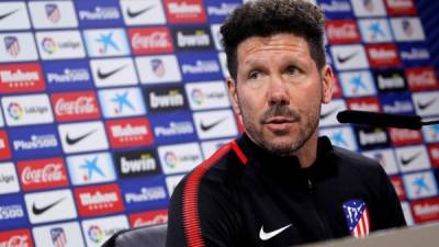 Diego Pablo Simeone, durante la rueda de prensa de este sábado. Foto EFE