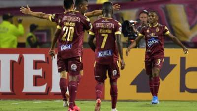 Jaminton Capaz fue el futbolista que anotó el gol de la victoria del Deportes Tolima. Foto AFP.