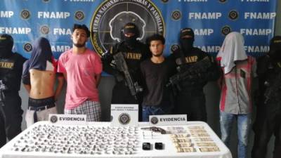Los cuatro capturados fueron presentados por la FNAMP en San Pedro Sula.