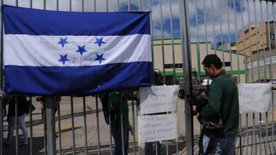 Los trabajadores temporales en huelga.