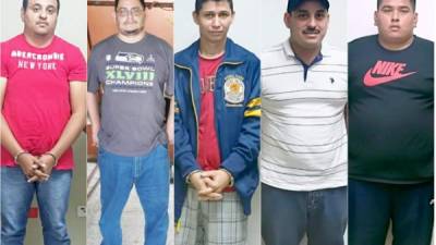 Frelin Eduardo Ulloa, a quien sindican como jefe, el abogado César Cerna, Gustavo Osorio, Wilmer Suárez y Jonny Mejía, acusados de estafa.