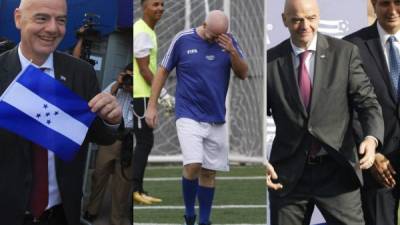 Gianni Infantino, presidente de la Fifa, estuvo este martes durante un par de Honduras en Honduras en donde se reunió con el mandatario Juan Orlando Hernández y dirigentes de la Fenafuth. Mira las imágenes más curiosas de lo que fue estadía en suelo hondureño.