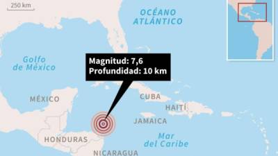 El fuerte sismo tuvo su epicentro en el mar Caribe frente a las costas de Honduras.