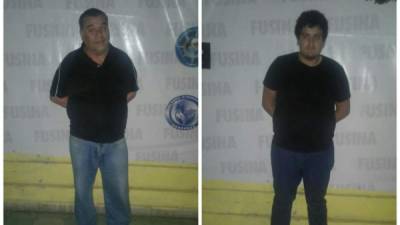Carlos Roberto Suazo Zacapa (55) y el estudiante Isaac Roberto Suazo Ochoa (21), detenidos en posesión de 74 mil 800 dólares americanos.