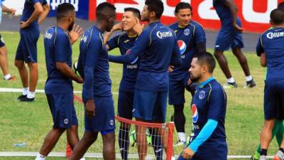 Los jugadores del Motagua en un entrenamiento de esta semana en el estadio Nacional. Foto Ronald Aceituno