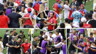 Olimpia y Motagua dejaron una pésima imagen en Nueva Jersey, donde protagonizaron una tremenda bronca en la cancha del estadio Red Bull Arena. Pedro Troglio y Diego Vázquez fueron expulsados luego de la pelea.Fotos de Neptalí Romero/Enviado Especial