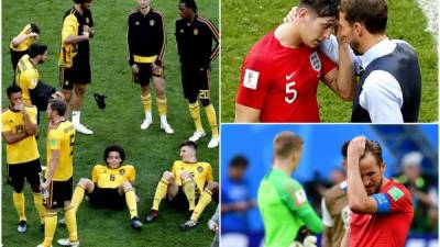 Bélgica venció este sábado por 2-0 a Inglaterra y logró un histórico tercer puesto en el Mundial de Rusia-2018. Los belgas festejaron el logro; los ingleses salieron decepcionados y molestos. FOTOS AFP Y EFE.