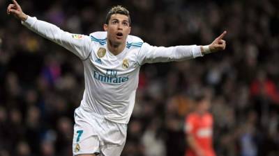 Cristiano Ronaldo celebrando uno de sus goles contra la Real Sociedad. Foto AFP