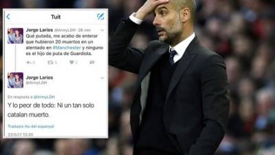 El hondureño deseó la muerte de Pep Guardiola en el atentado de Manchester.