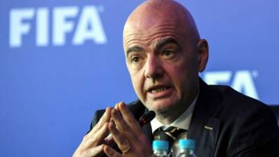 Gianni Infantino, presidente de la FIFA, durante la rueda de prensa en Bogotá (Colombia). Foto AFP