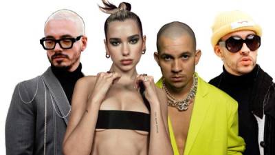 J Balvin, Dua Lipa, Tainy y Bad Bunny.