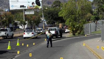 Escena del crimen en Tegucigalpa. Foto de archivo.