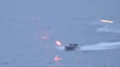 Imagen del fallido ataque ucraniano contra barco ruso en el mar Negro.