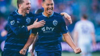 Espinoza festejando su anotación. FOTO Sporting Kansas City.