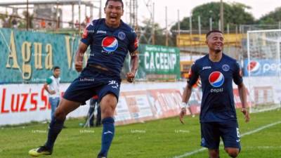 Kevin López le dio la victoria al Motagua contra el Platense. Foto Neptalí Romero