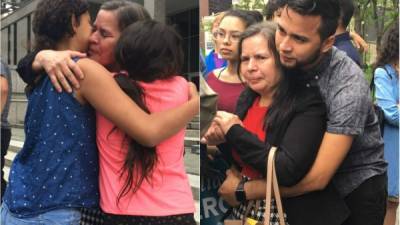 Los hijos de Marta Rodríguez, adscritos al Daca, lloraron de felicidad al verla salir.