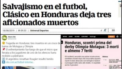 Lamentable, doloroso. Una pelea entre barras enlutó nuevamente al fútbol. El encuentro entre Olimpia y Motagua se suspendió debido a los actos vandálicos en las afueras del estadio Nacional. Conocé lo que dicen a nivel mundial sobre la tragedia.