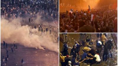 Agentes de la Policía tuvieron que intervenir la noche del domingo varias ciudades de Francia en el marco de las celebraciones por la victoria de su selección en el Mundial de fútbol. Antisociales aprovecharon el momento para desatar el casos.