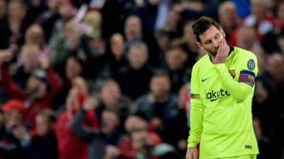 Lionel Messi al terminar eliminado frente al Liverpool en una edición de la Champions League.