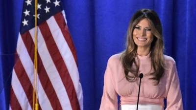 Melania dio su primer discurso de campaña tras su 'desastrosa' participación en la convención republicana. AFP.