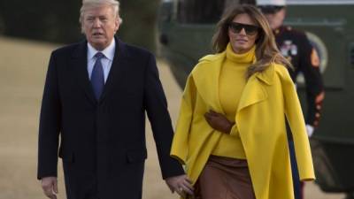 Trump y Melania viajaron ayer a Ohio para un discurso del magnate sobre su nueva reforma fiscal. //AFP.