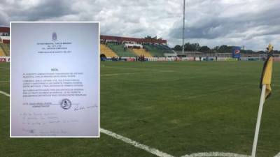 La cancha del estadio Carlos Miranda no fue prestada para el partido de reservas entre Motagua y Real Sociedad.