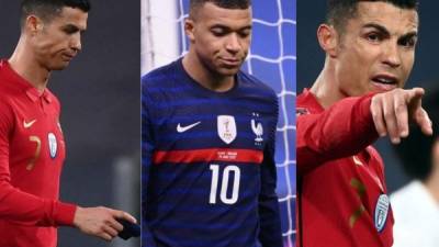 Cristiano Ronaldo y Mbappé salieron decepcionados tras el inicio de las eliminatorias europeas rumbo a Catar 2022. Te mostramos las imágenes del enfado de los dos cracks en sus respectivos partidos. Fotos AFP y EFE.