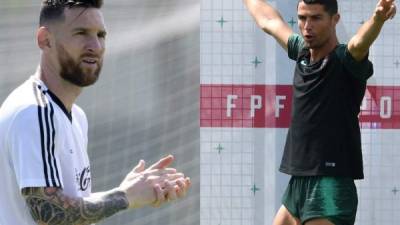 Messi y Cristiano Ronaldo se podrían enfrentar en cuartos de final su superan con sus respetivas selecciones los octavos. FOTOS AFP