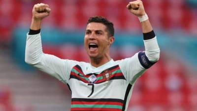 Cristiano Ronaldo anotó doblete en la goleada de Portugal ante Hungría. Foto AFP.