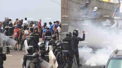 Nuevos actos de violencia se dieron este domingo luego de que las barras del Motagua y Marathón se enfrentaron en las afueras del estadio Nacional de Tegucigalpa. Hubo momentos de pánico e inclusive se registró un tiroteo. Fotos Ronald Aceituno.