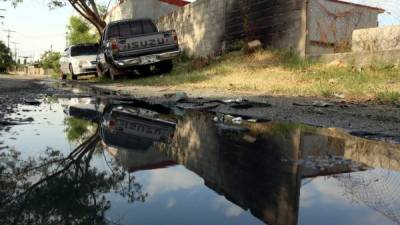 El estancamiento de aguas negras en la 27 calle y 19 avenida de la colonia Valle de Sula II es crítico. Foto: Yoseph Amaya