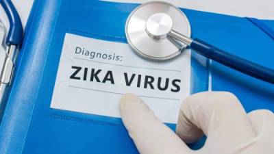 Blue folder With ZIKA Virus Diagnosis.
